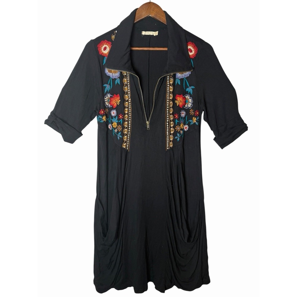Caite Anthropologie Floral Embroidered Fit & Flare Mini Tunic Dress Wmn Size L